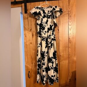 a new day Black and Cream Floral Midi Dress